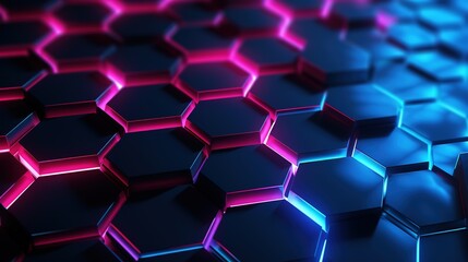 Poster - Neon Hexagons Background