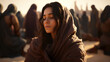 Young woman praying, closeup. Biblical character
