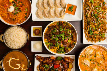 Wall Mural - Nepalese food flat lay composition