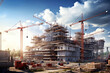 Building under construction, industrial development, construction site engineering. Generative AI