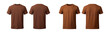© degungpranasiwi - realistic set of male brown t-shirts mockup front and back view isolated on a transparent background, cut out