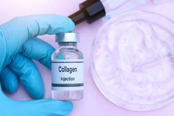 Wall Mural - Collagen in a vial, Substances used for injection to treat or medical beauty enhancement