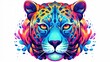 head of spirit animal.jaguar.bright colors.Generative AI