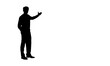 © Selim Aysolmaz - A man silhouette is pointing the empty space, text area or copy space with his hand. Isolated man silhouette on white background, positioned left. Web vector illustration man silhouette.