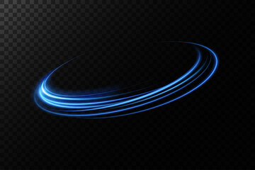 Leinwandbilder - Abstract light lines of speed movement, blue colors. Light everyday glowing effect. semicircular wave, light trail curve swirl, optical fiber incandescent png. EPS10	