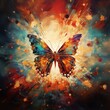 A painted butterfly in a dreamy, abstract world.