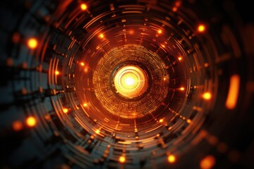 Poster - Futuristic Computer Circuit Board with Glowing Lights