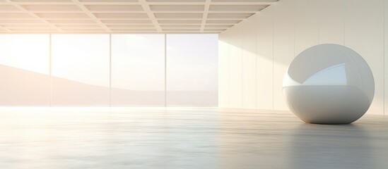 Poster - Abstract spherical panorama background with white light source rendering depicting an interior stage using HDRI environment map Copy space image Place for adding text or design