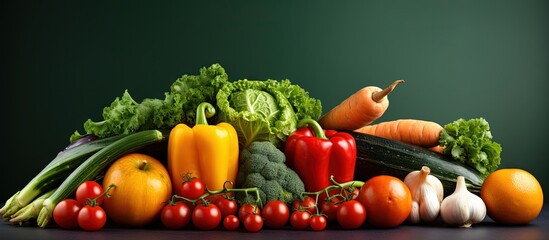 Poster - Detailed view of fresh colorful vegetables Copy space image Place for adding text or design