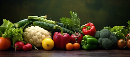Poster - Detailed view of fresh colorful vegetables Copy space image Place for adding text or design