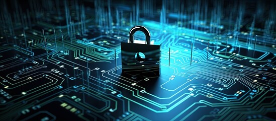 Aufkleber - Cybersecurity technology on circuit board for business background Copy space image Place for adding text or design