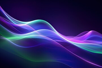 Wall Mural - abstract futuristic background with pink blue glowing neon moving high speed wave lines and bokeh li