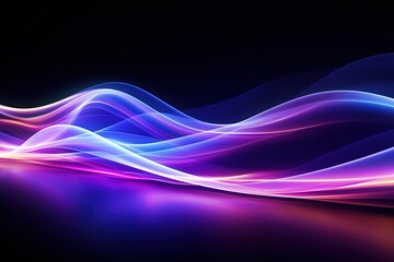 Wall Mural - abstract futuristic background with pink blue glowing neon moving high speed wave lines and bokeh li