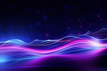 Wall Mural - abstract futuristic background with pink blue glowing neon moving high speed wave lines and bokeh li