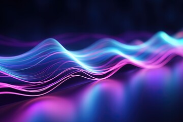 Wall Mural - abstract futuristic background with pink blue glowing neon moving high speed wave lines and bokeh li