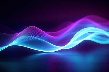 Wall Mural - abstract futuristic background with pink blue glowing neon moving high speed wave lines and bokeh li