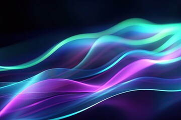 Wall Mural - abstract futuristic background with pink blue glowing neon moving high speed wave lines and bokeh li