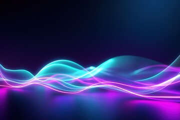 Wall Mural - abstract futuristic background with pink blue glowing neon moving high speed wave lines and bokeh li