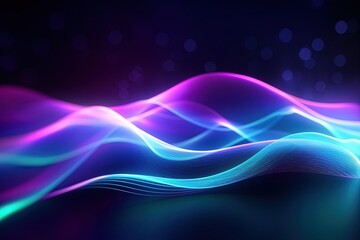 Wall Mural - abstract futuristic background with pink blue glowing neon moving high speed wave lines and bokeh li