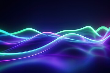 Wall Mural - abstract futuristic background with pink blue glowing neon moving high speed wave lines and bokeh li
