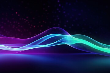 Wall Mural - abstract futuristic background with pink blue glowing neon moving high speed wave lines and bokeh li