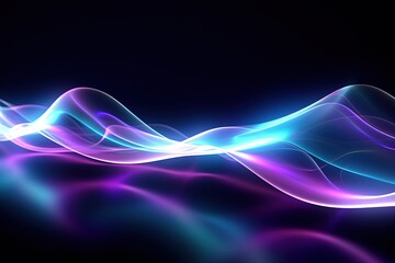 Wall Mural - abstract futuristic background with pink blue glowing neon moving high speed wave lines and bokeh li