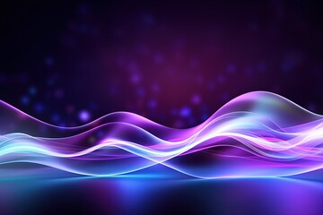Wall Mural - abstract futuristic background with pink blue glowing neon moving high speed wave lines and bokeh li