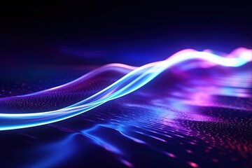 Wall Mural - abstract futuristic background with pink blue glowing neon moving high speed wave lines and bokeh li