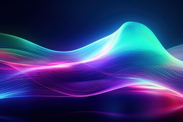 Wall Mural - abstract futuristic background with pink blue glowing neon moving high speed wave lines and bokeh li