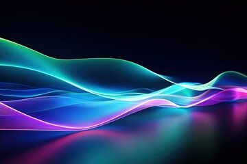 Wall Mural - abstract futuristic background with pink blue glowing neon moving high speed wave lines and bokeh li