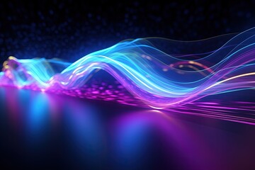 Wall Mural - abstract futuristic background with pink blue glowing neon moving high speed wave lines and bokeh li