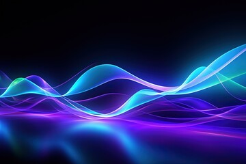 Wall Mural - abstract futuristic background with pink blue glowing neon moving high speed wave lines and bokeh li