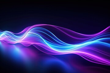 Wall Mural - abstract futuristic background with pink blue glowing neon moving high speed wave lines and bokeh li