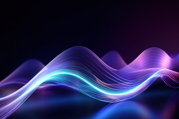Wall Mural - abstract futuristic background with pink blue glowing neon moving high speed wave lines and bokeh li