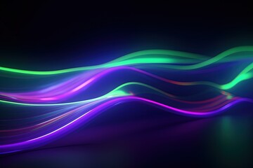 Wall Mural - abstract futuristic background with pink blue glowing neon moving high speed wave lines and bokeh li