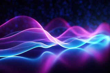Wall Mural - abstract futuristic background with pink blue glowing neon moving high speed wave lines and bokeh li