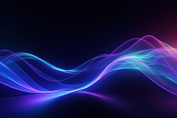 Wall Mural - abstract futuristic background with pink blue glowing neon moving high speed wave lines and bokeh li