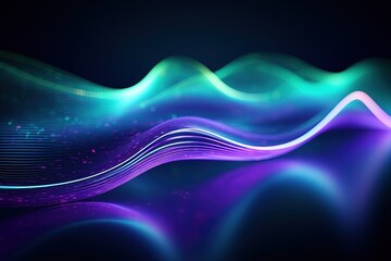 Wall Mural - abstract futuristic background with pink blue glowing neon moving high speed wave lines and bokeh li