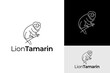 Monoline Lion Tamarin Logo Design Branding Template