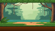 Pixel art seamless landscape with tropical forest, lake and hanging liana vines. 8-bit retro video game style jungle background.