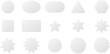 Shapes adhesive symbols set. White tags, paper rounded stickers. Isolated paper mockup  collection. Realistic set of many rounded shapes for prices or others designs. Square, rectangle, stars, and mor