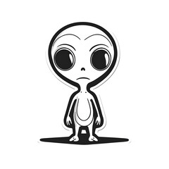 An alien with big eyes illustration vector, white background 