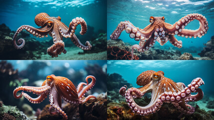 Sticker - octopus in the sea