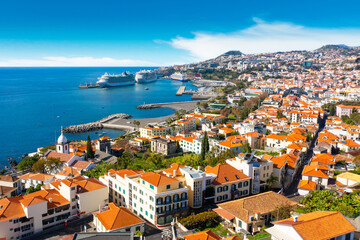 Wall Mural - Aerial view of the capital of Madeira island Funchal, Portugal 