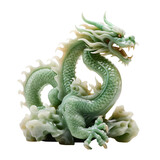 Fototapeta Konie - Dragon carved from beautiful jade on transparent background PNG. Chinese lucky animal concept.