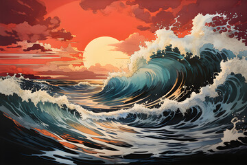 Wall Mural - sun set with the see