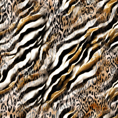 Wall Mural - Seamless mixed animal texture, zebra and leopard pattern.