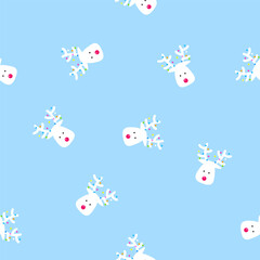 Wall Mural - Christmas winter reindeer seamless pattern