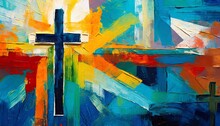 Painting Art Of An Abstract Background With Cross Christian Illustration