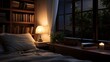 A cozy corner of a bedroom with a reading lamp and a bookshelf, creating a peaceful retreat for nightly relaxation.